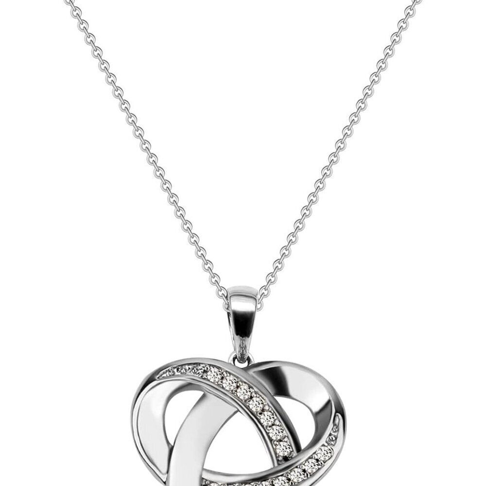 Love Knot Necklace, Sterling Silver Diamond Accent Love Knot Pendant Necklace, F